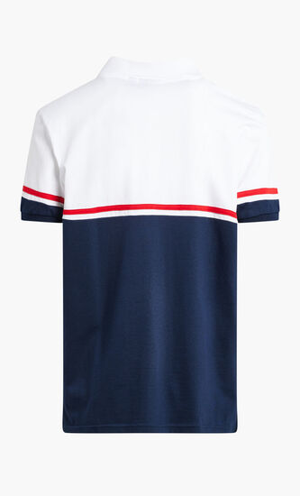 COLOUR BLOCK POLO SHIRT FLAT PRINT