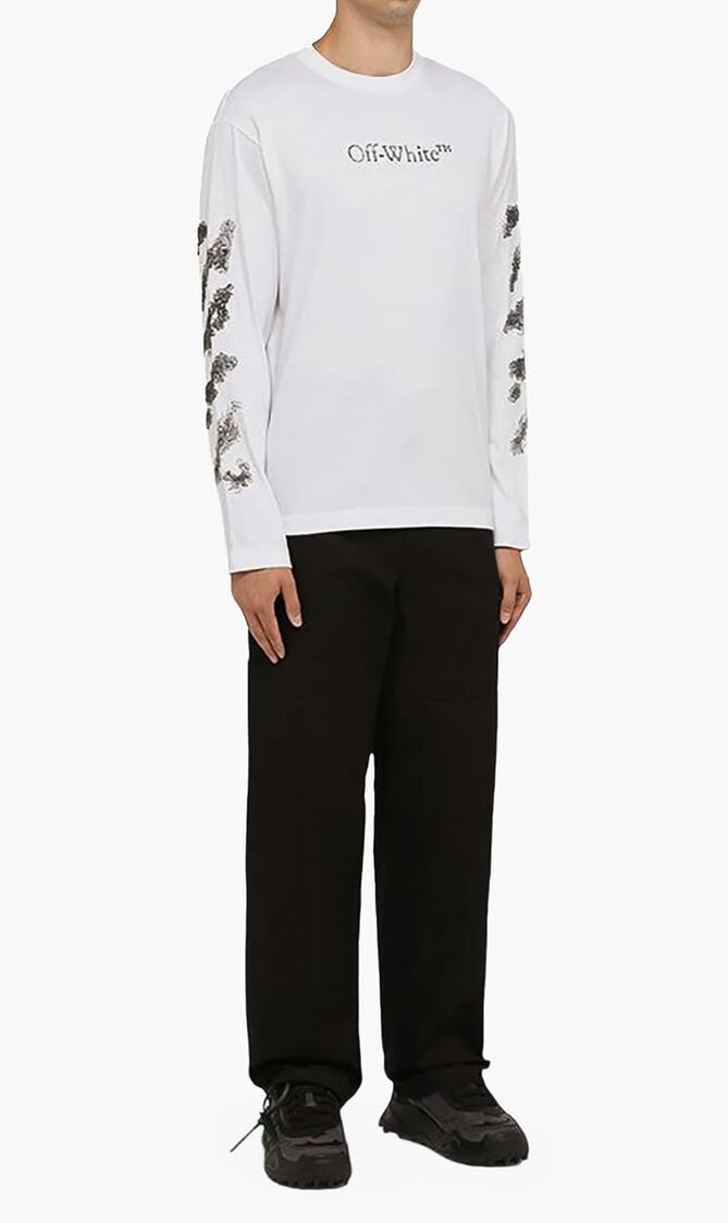 DIAGS BIT BOOK SKATE LS TEE WHITE BLACK