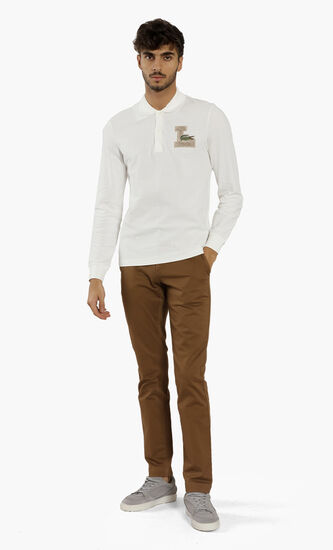 Textured Badge Cotton Polo Shirt