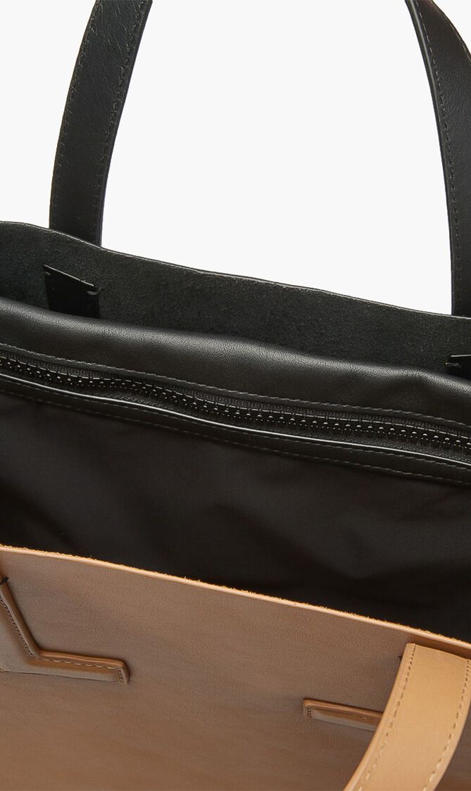 Two tone Leather Double Tote