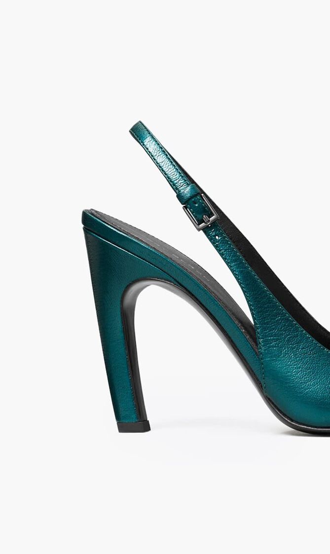 Pave Cut Out Logo Slingback Heel