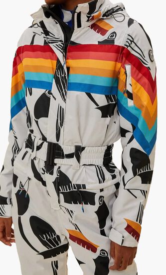 Toucan Print Rainbow Striped Ski Suit