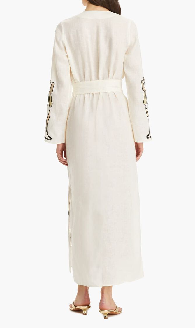 APPLIQUE LINEN CAFTAN