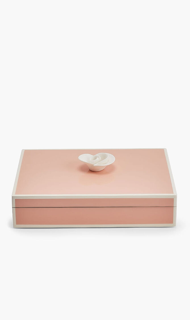 Paris Pink Rectangular Box with White Flower Handle