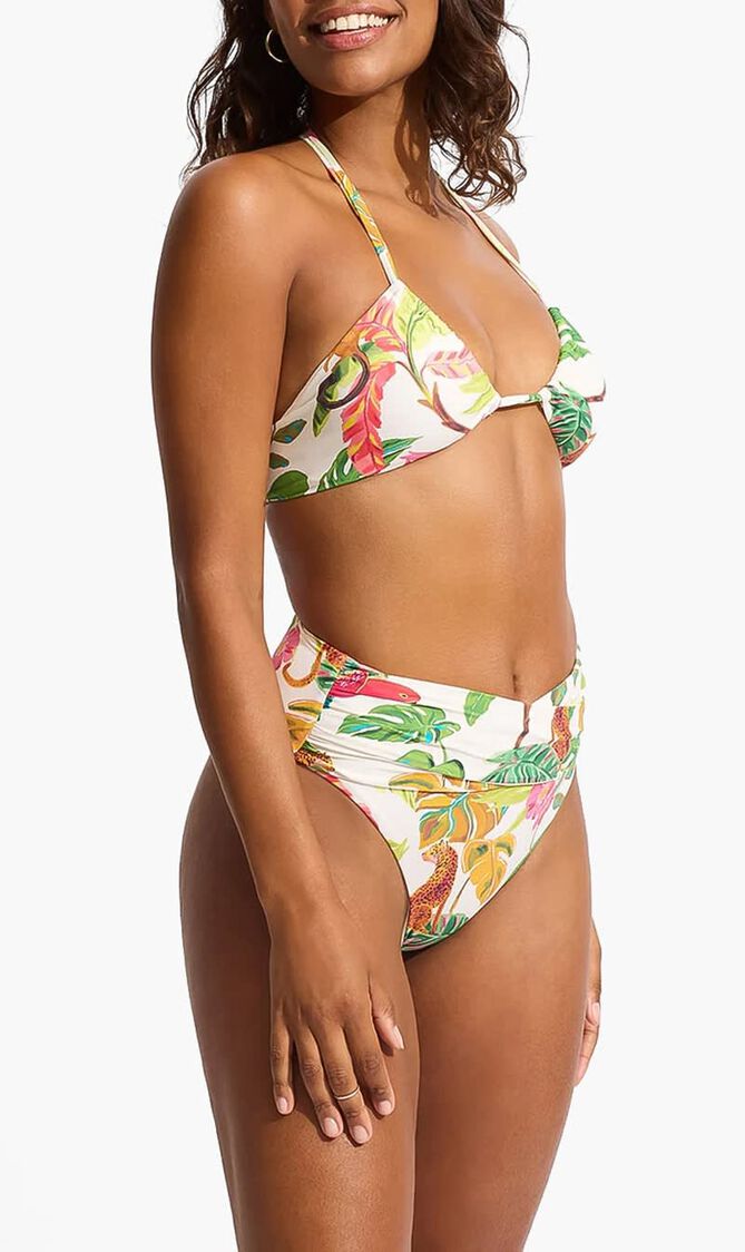 Tropica Drawstring Halter Bralette Bikini Top