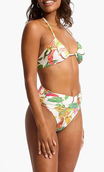 Tropica Drawstring Halter Bralette Bikini Top