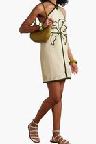 TROPICAL TAPESTRY OFF WHITE HALTER NECK MAXI DRESS