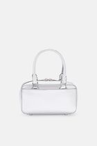 METALLIC SILVER LEATHER MINI TOTE BAG