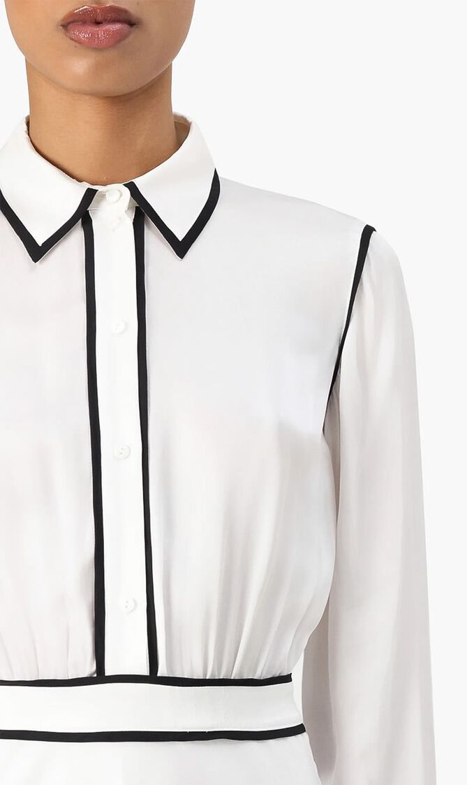 BW CONTRAST PIPING DRESS