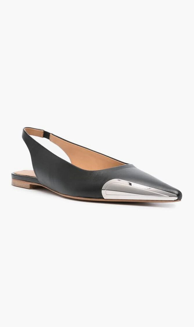FLAT FRAME SLINGBACK BLACK SILVER
