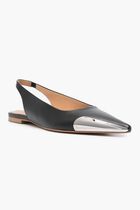 FLAT FRAME SLINGBACK BLACK SILVER