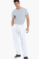 بنطال كتان سادة برباط