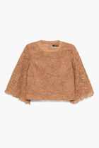 Lace Blouse with Embroidered Orchid Pattern