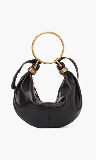 Bracelet Hobo Bag in Grained Leather