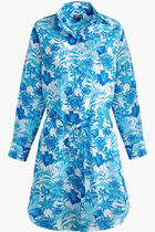 Tahiti Flowers Cotton Voile Shirt Dress