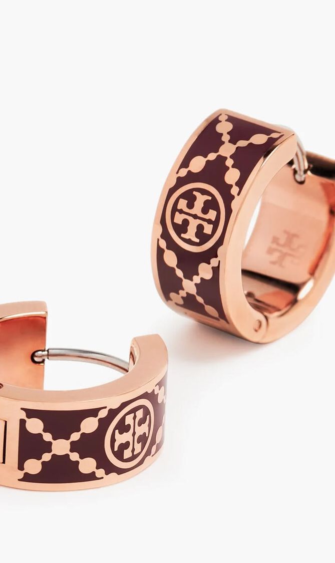 Small T Monogram Hoop Earrings