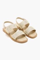 CRYSTALS ALL OVER DECORATED SUEDE LEATHER SANDALS