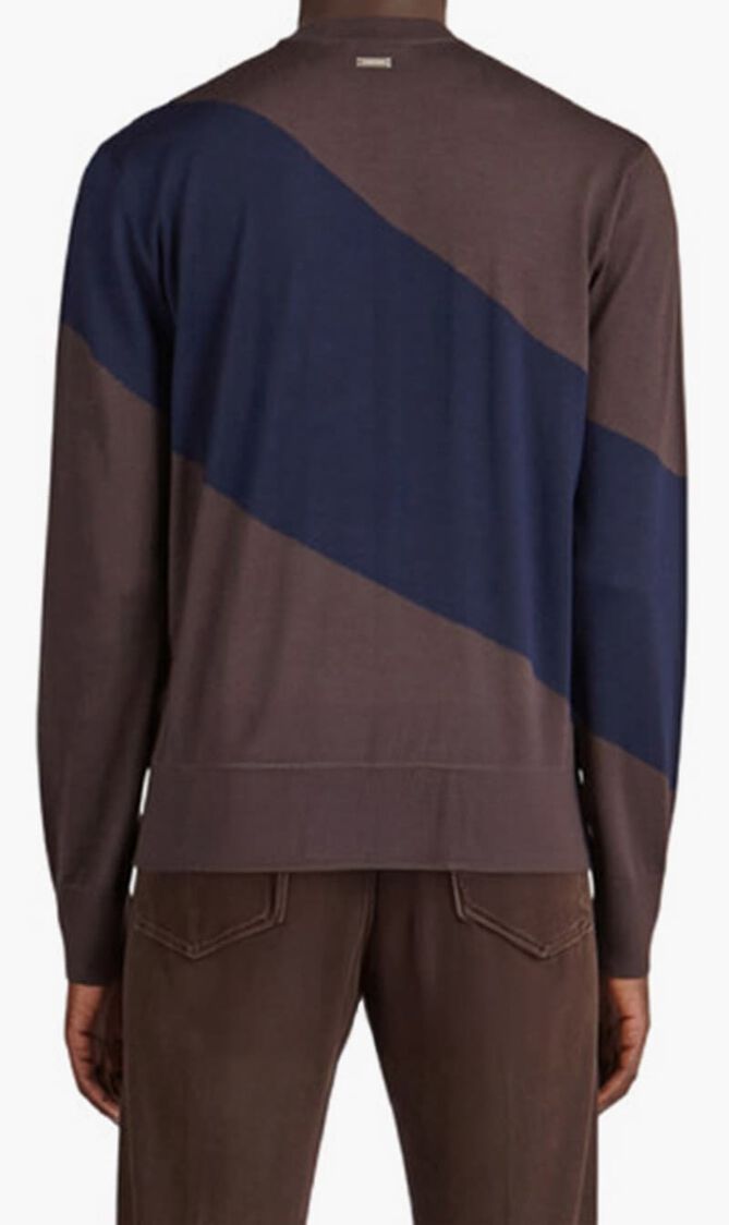 WOOL HALF ENGLISH RIBLONG SLEEVES ROUND-NECK