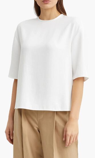 Satin-Trimmed Crepe T-Shirt