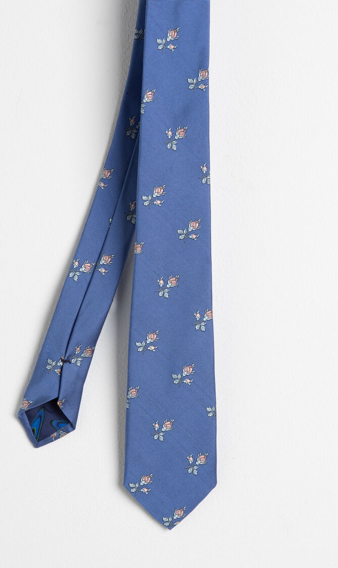 Narrow Flower Light Blue Tie