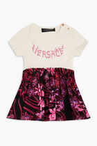 DRESS JERSEY + ORCHID BAROCCO KIDS POPLIN + LOGO PRINT