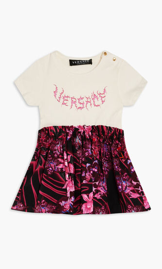 DRESS JERSEY + ORCHID BAROCCO KIDS POPLIN + LOGO PRINT