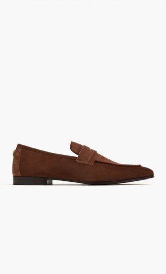 TOBACCO BROWN NABUK CROCODILE AND SUEDE MEN'S FLANEUR