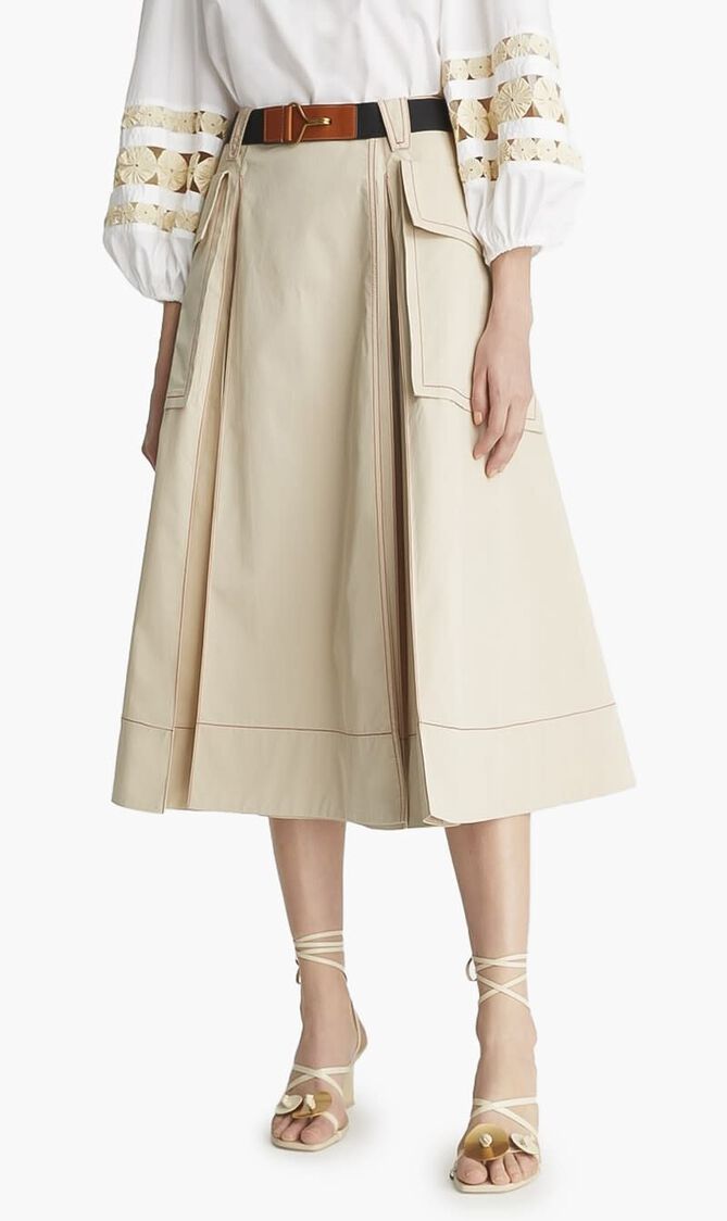 POPLIN PLEATED SKIRT