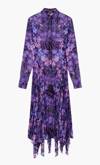 Orchid Barocco Print Midi Shirt Dress