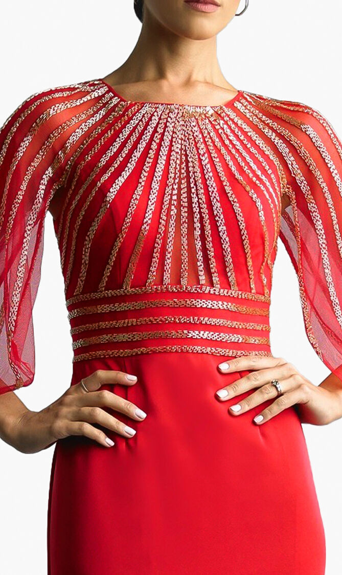 One Shoulder Sequin Striped Gown One Shoulder Sequin Striped Gown