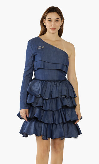 Asymmetric Ruffled Dress