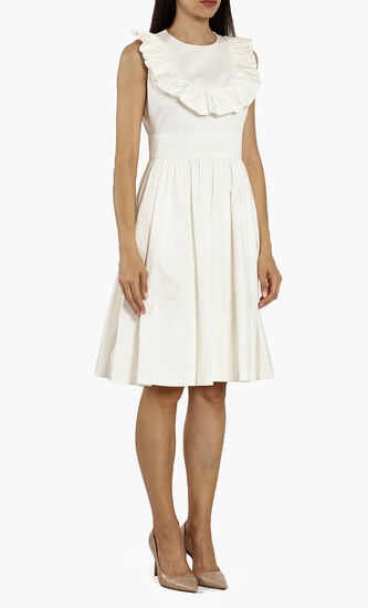 Awrah A-Line Ruffle Bib Midi Dress