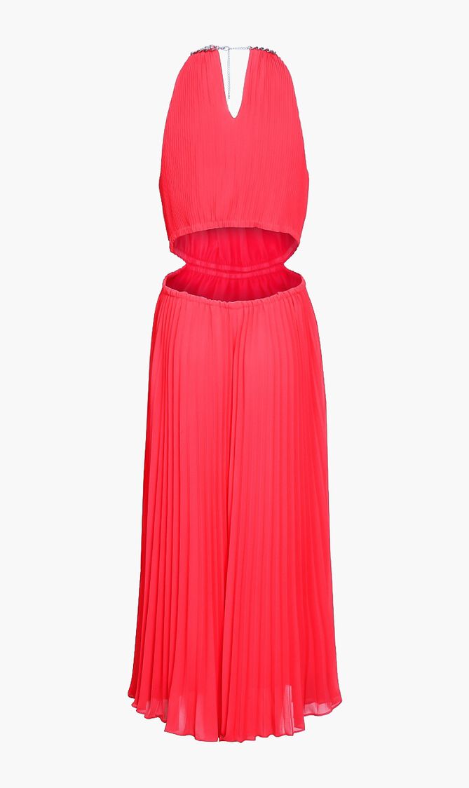 Pleated Georgette Cutout Dress