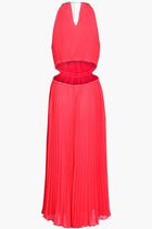 Pleated Georgette Cutout Dress