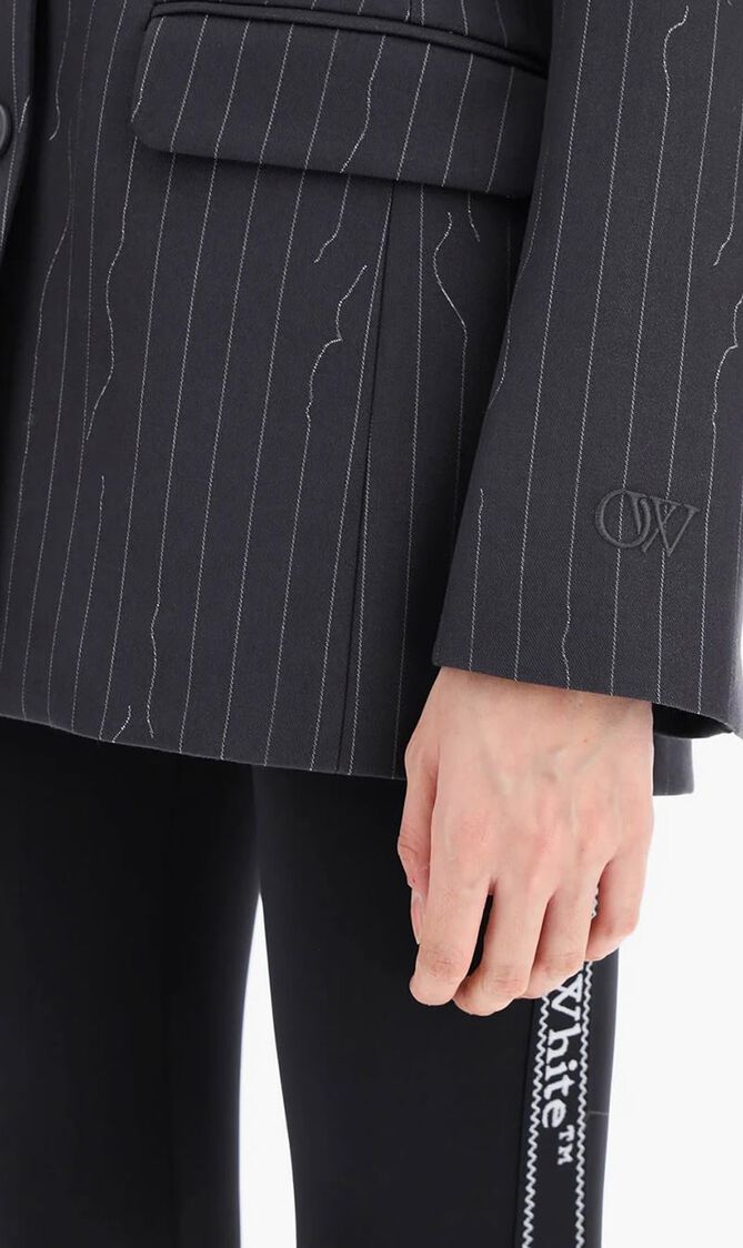 PINSTRIPE FITTED 3 BUTTON JKT FORGED IRO