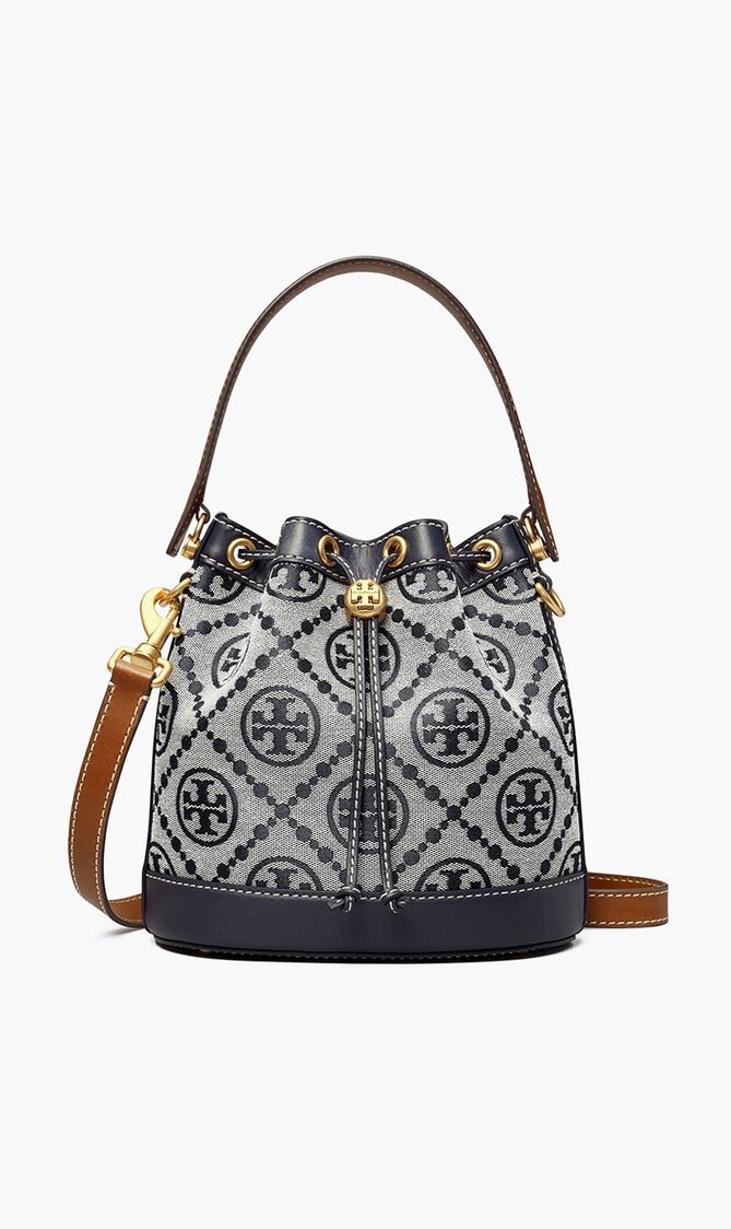 T MONOGRAM JACQUARD BUCKET BAG