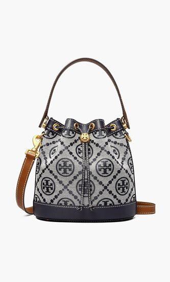 T MONOGRAM JACQUARD BUCKET BAG
