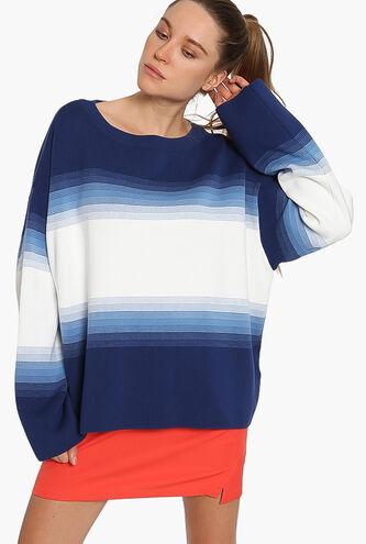 Organic Loose Fit Ombré-Stripe Sweater