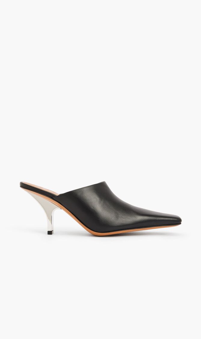 Leather Sabot With Heel