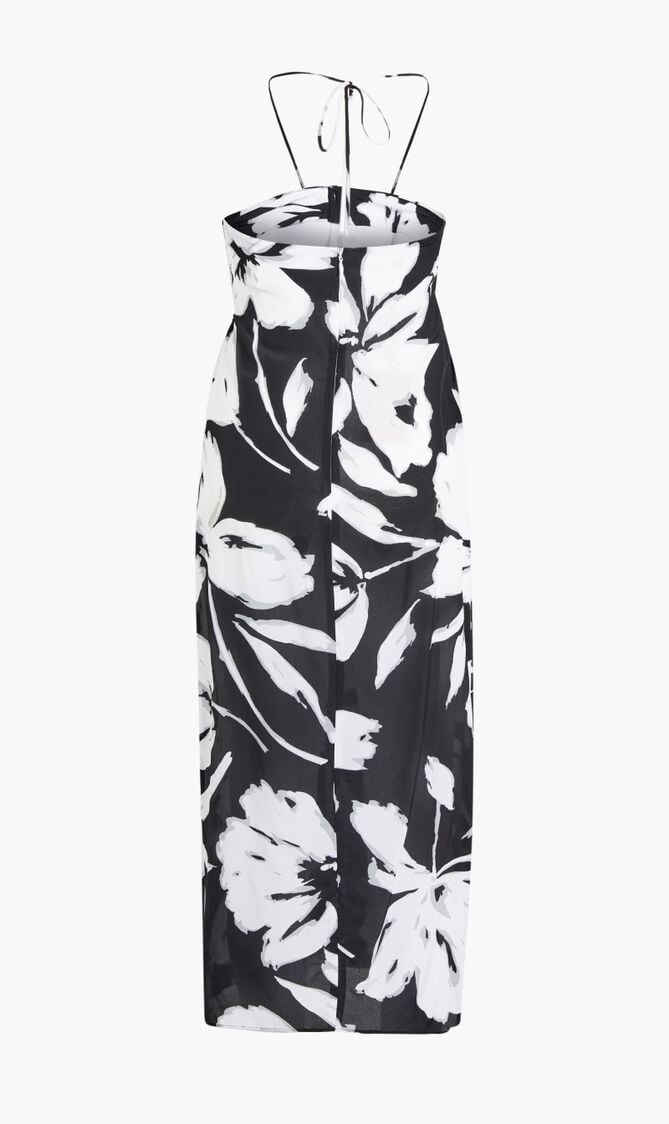Floral Silk Crepe Sarong Dress