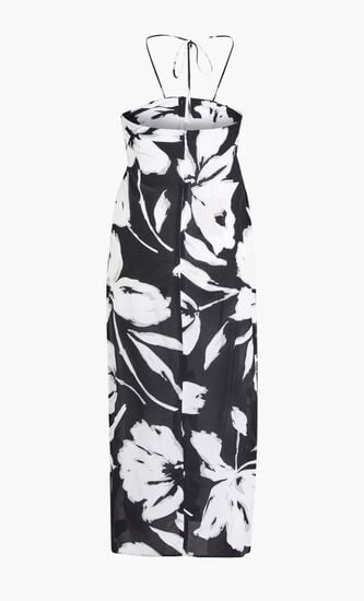 Floral Silk Crepe Sarong Dress