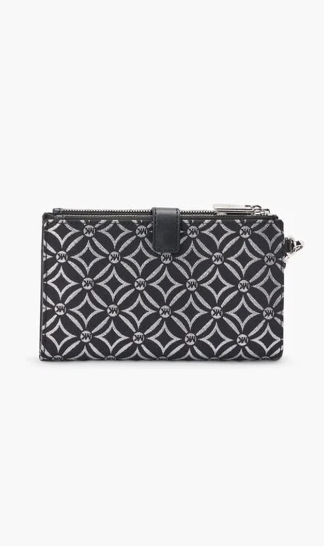 Jet Set Metallic Logo Jacquard Wristlet
