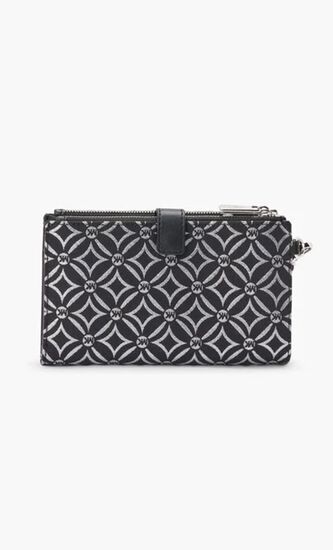 Jet Set Metallic Logo Jacquard Wristlet