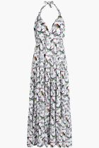 Rainbow Birds Viscose Long Backless Dress