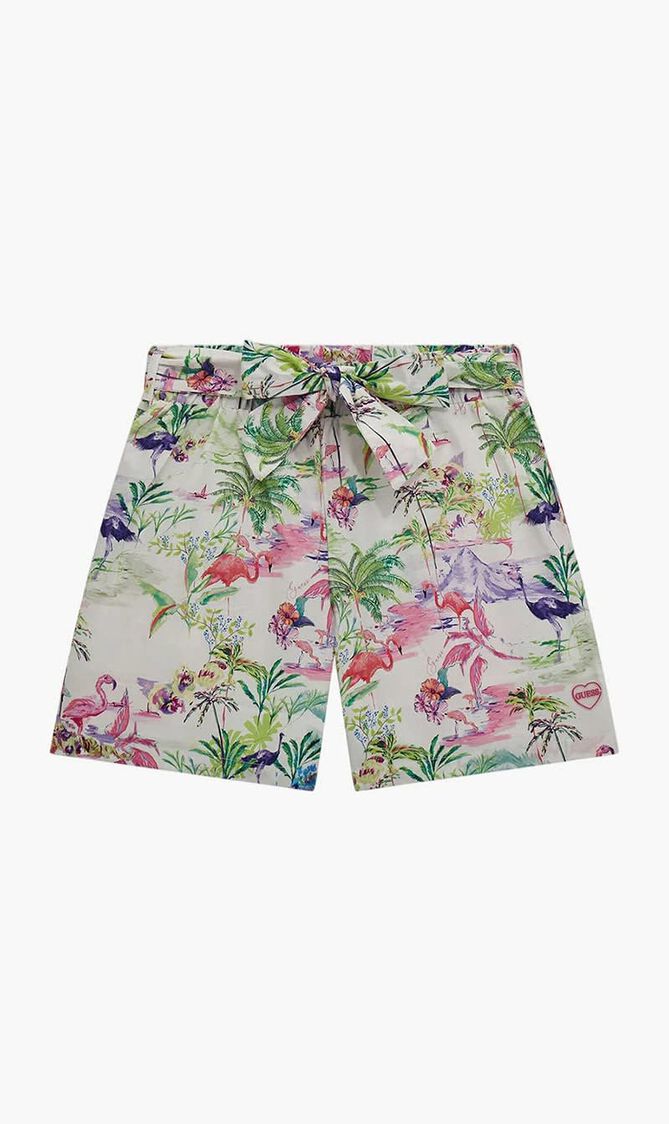 Flamingo Print Poplin Bermuda Shorts