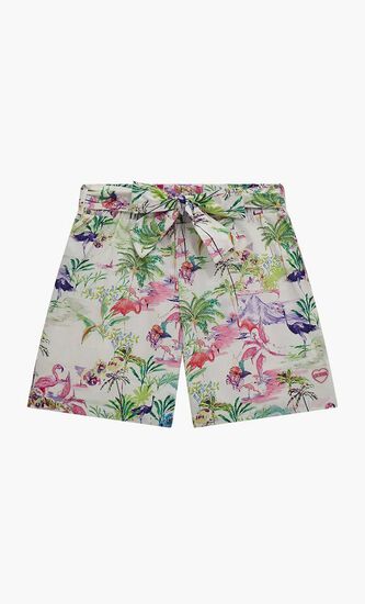 Flamingo Print Poplin Bermuda Shorts