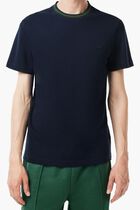 Stretch T-Shirt With Striped Pique Collar