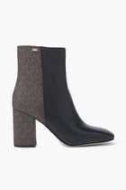 Perla Leather and Signature Logo Ankle Boot