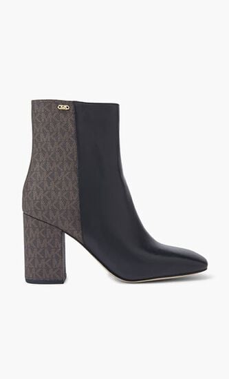 Perla Leather and Signature Logo Ankle Boot