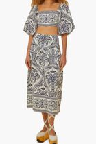 BLUE TROPICAL CAMEO OFF WHITE BLOUSE